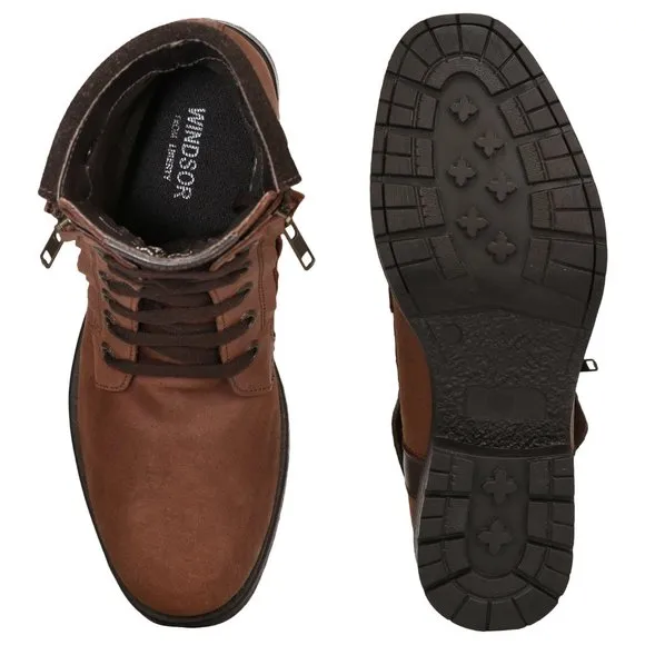 LIBERTYZENO Men's  Brown Lace-Up Casual Boots