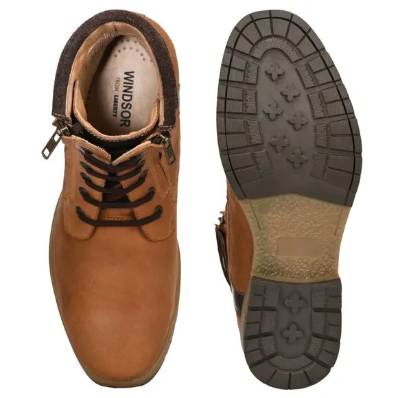 LIBERTYZENO Men's  Lace-Up Tan Casual Boots