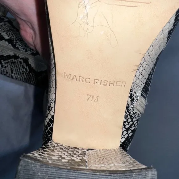 Like new Marc Fisher Snakeskin Print Faux Leather Boots Size 7