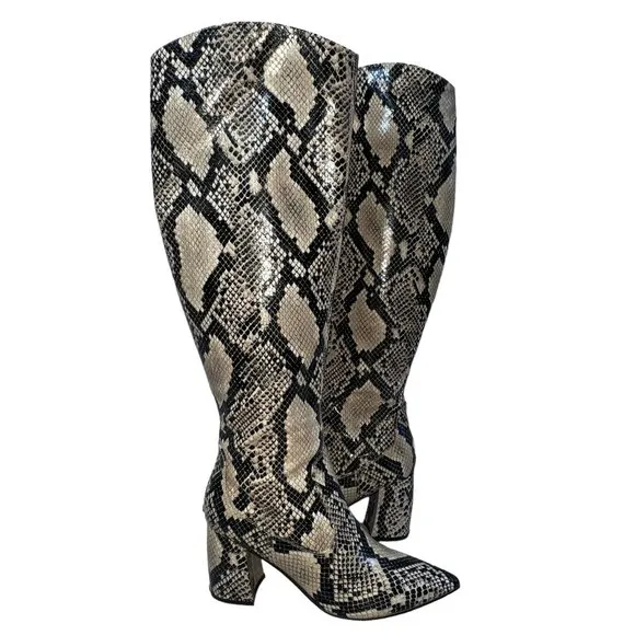 Like new Marc Fisher Snakeskin Print Faux Leather Boots Size 7