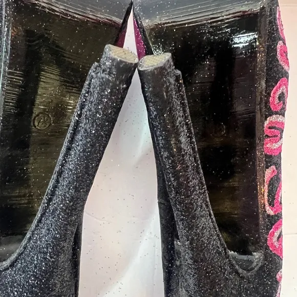 LILIANA New York Stiletto Glittery Heels Black/ Hot Pink /Silver  Size 7.5