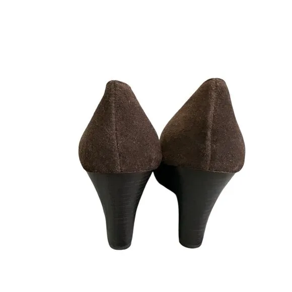 Lilly Pulitzer Brown Suede Resort Chic Peep Toe Wedge Heels Size 7