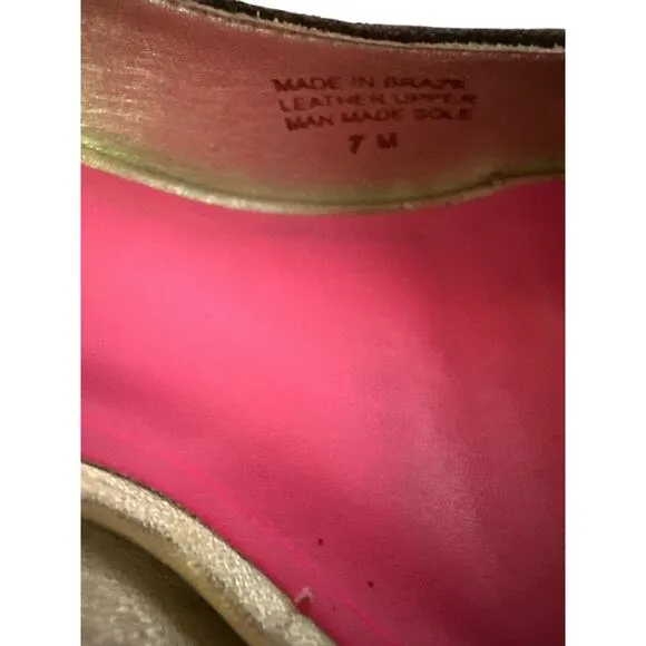 Lilly Pulitzer Brown Suede Resort Chic Peep Toe Wedge Heels Size 7