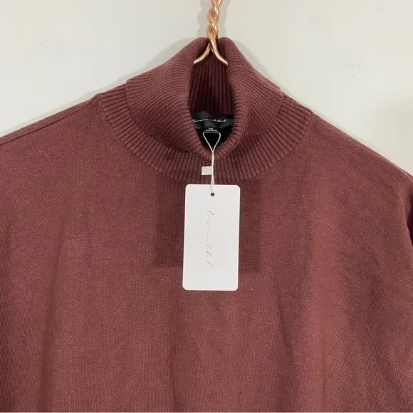 Line &amp; Dot NWT XS Cinnamon‎ Brown Samantha Fringe Turtleneck Sweater