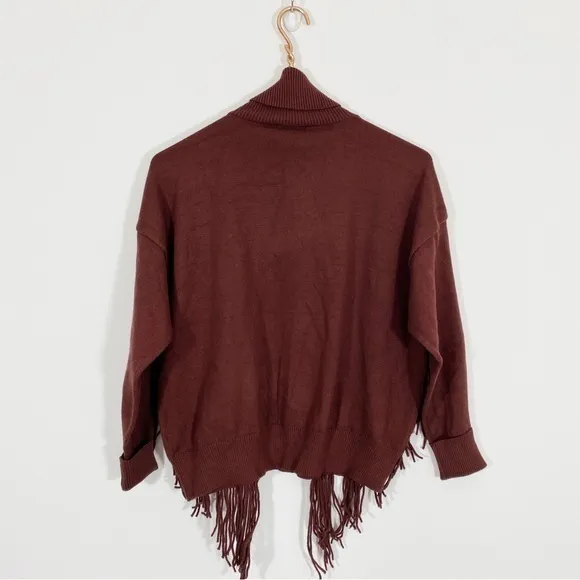 Line &amp; Dot NWT XS Cinnamon‎ Brown Samantha Fringe Turtleneck Sweater