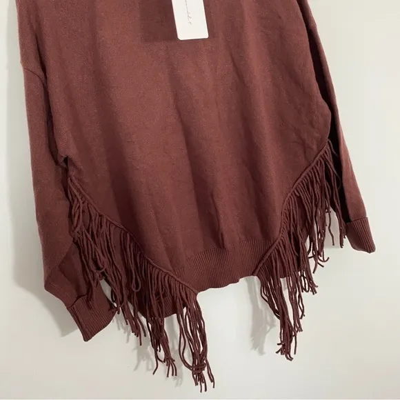 Line &amp; Dot NWT XS Cinnamon‎ Brown Samantha Fringe Turtleneck Sweater