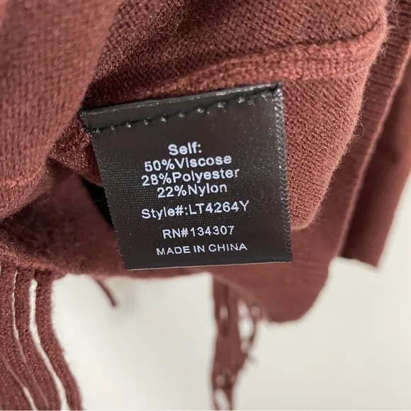 Line &amp; Dot NWT XS Cinnamon‎ Brown Samantha Fringe Turtleneck Sweater