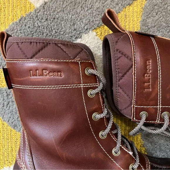 L.L. BEAN Brown Leather and Rubber Weatherproof Duck Boots Size 6.5 Medium