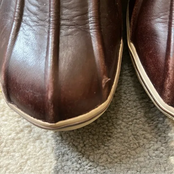 L.L. BEAN Brown Leather and Rubber Weatherproof Duck Boots Size 6.5 Medium