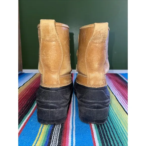 LL Bean Duck Rain Boots Kids 4‎ Lace Up Leather Hiking Hunting Cabincore