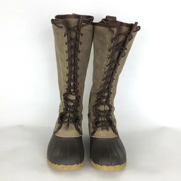 L.L. Bean Tall Waxed Canvas Duck Boots Women’s Sz 6 Maine Hunting Shoes Lace Up