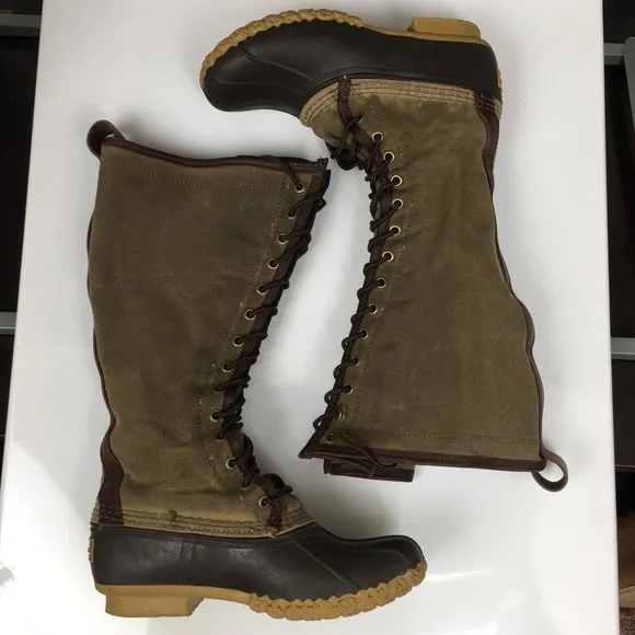 L.L. Bean Tall Waxed Canvas Duck Boots Women’s Sz 6 Maine Hunting Shoes Lace Up