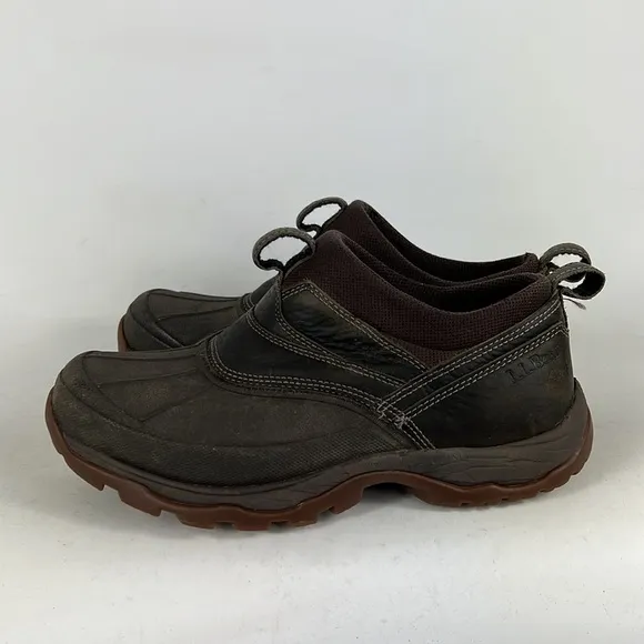 Llbean brown waterproof storm chaser slip on athletic shirt boots men’s size 9