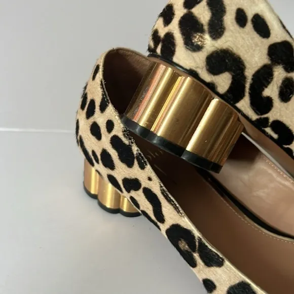 LÍNEA PAOLO  LEOPARD 🐆 block HEELS GOLD HEELS size9M. Slightly used.