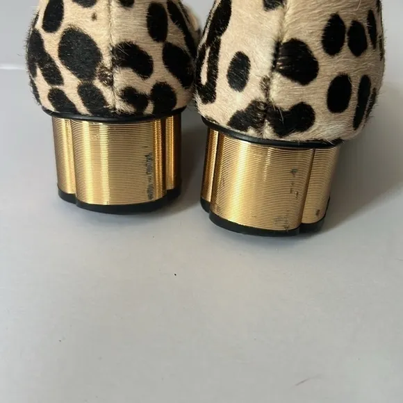 LÍNEA PAOLO  LEOPARD 🐆 block HEELS GOLD HEELS size9M. Slightly used.