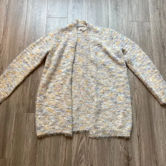 Loft Eyelash Multicolor Oversize Cardigan Size L NWOT