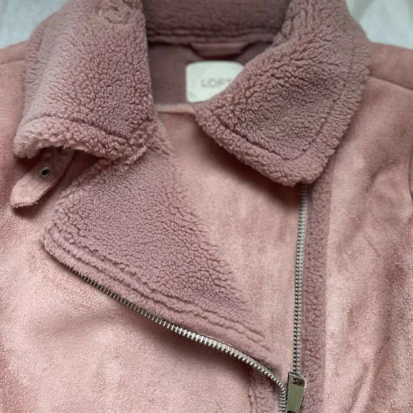Loft Women's Faux Suede Aviator Jacket Magic Mauve XS NWT