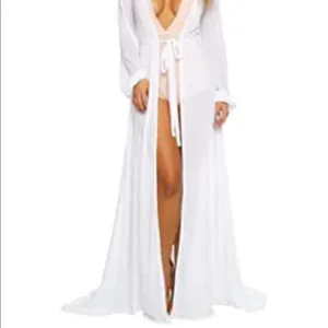 Long Hollywood robe long duster cover up lingerie pinup floor length bridal