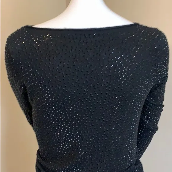 Long sleeve boat neck fully beaded lightweight top