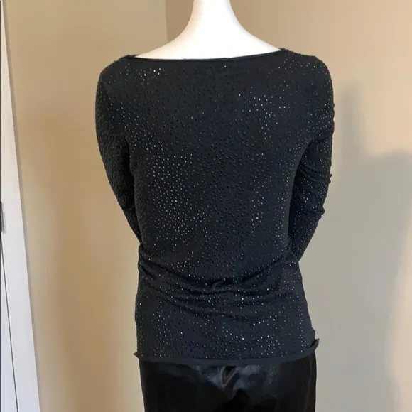 Long sleeve boat neck fully beaded lightweight top