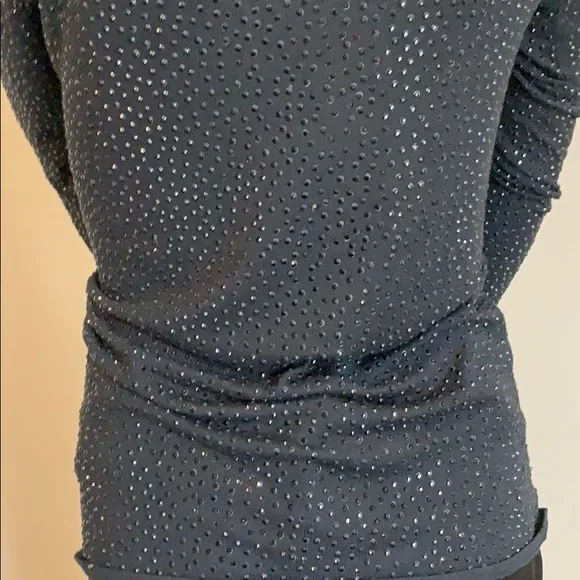 Long sleeve boat neck fully beaded lightweight top