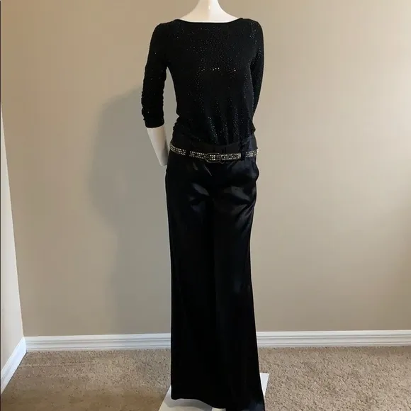 Long sleeve boat neck fully beaded lightweight top