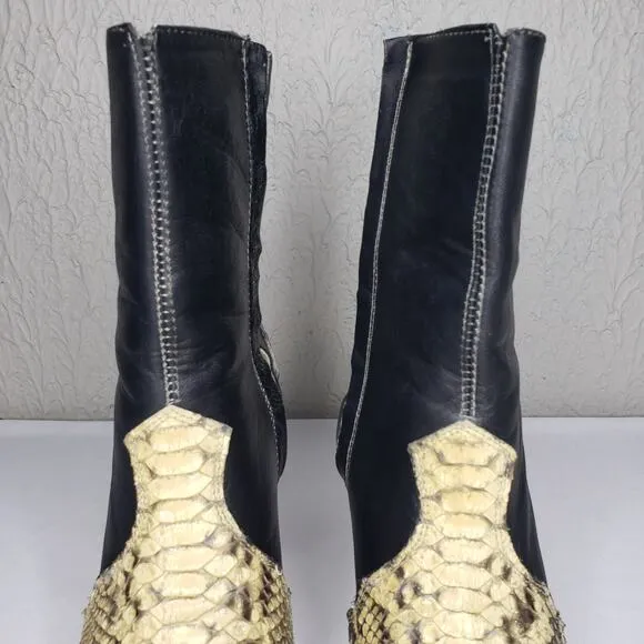 Los Altos Womens Size 7 Western Boots Python Snake Leather Heel Pointy Toe Ankle