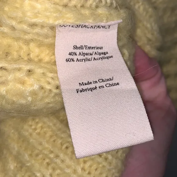 LoveShackFancy Vyoma Pullover Alpaca Sweater in Yellow Size Small Like New