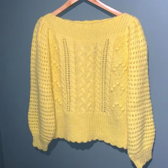 LoveShackFancy Vyoma Pullover Alpaca Sweater in Yellow Size Small Like New