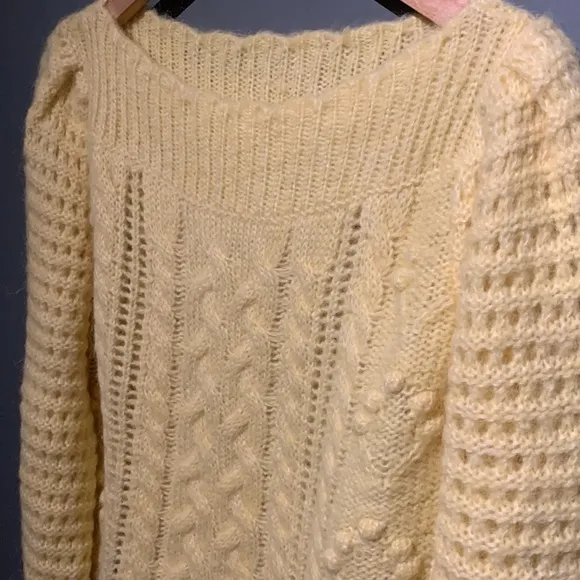 LoveShackFancy Vyoma Pullover Alpaca Sweater in Yellow Size Small Like New