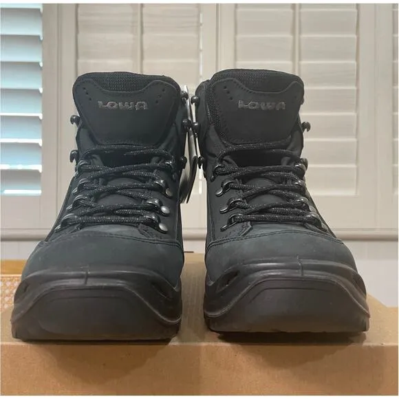 LOWA Women's Renegade GTX Mid Hiking Boots Black Nubuck Size 7 US 38 EU NWOB