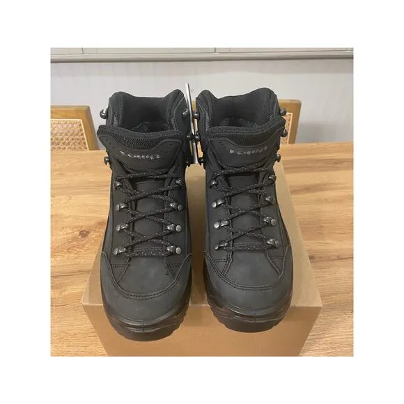 LOWA Women's Renegade GTX Mid Hiking Boots Black Nubuck Size 7 US 38 EU NWOB