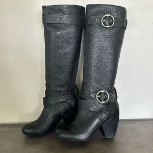 Lucky Brand Candice Y2K Black Leather Pull On Boots Women’s Size 7.5 EUC
