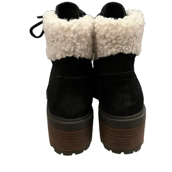 Lucky Brand Demia Black Suede Lug Sole Combat &amp; Lace-Up Boots, Sz 6