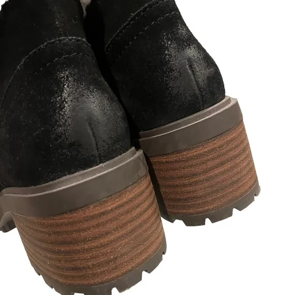 Lucky Brand Demia Black Suede Lug Sole Combat &amp; Lace-Up Boots, Sz 6