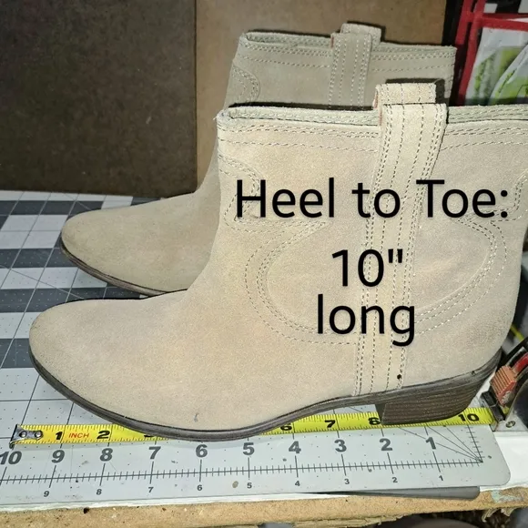 Lucky Brand Terra Women Tan Suede Western Pull-On Ankle Brindle Boots (9.5-10)