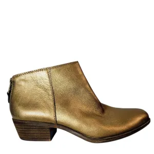 Lucky Brand Women's Belvva bronze Leather Ankle Boots Booties Size 8.5