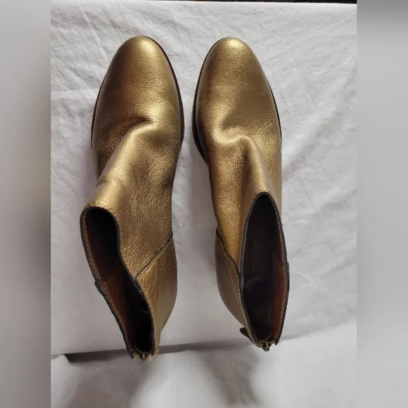 Lucky Brand Women's Belvva bronze Leather Ankle Boots Booties Size 8.5
