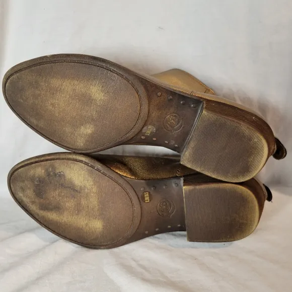 Lucky Brand Women's Belvva bronze Leather Ankle Boots Booties Size 8.5