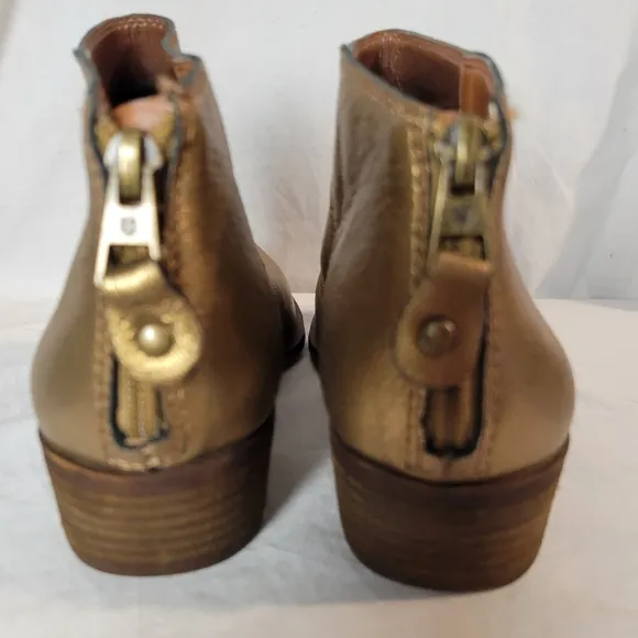 Lucky Brand Women's Belvva bronze Leather Ankle Boots Booties Size 8.5