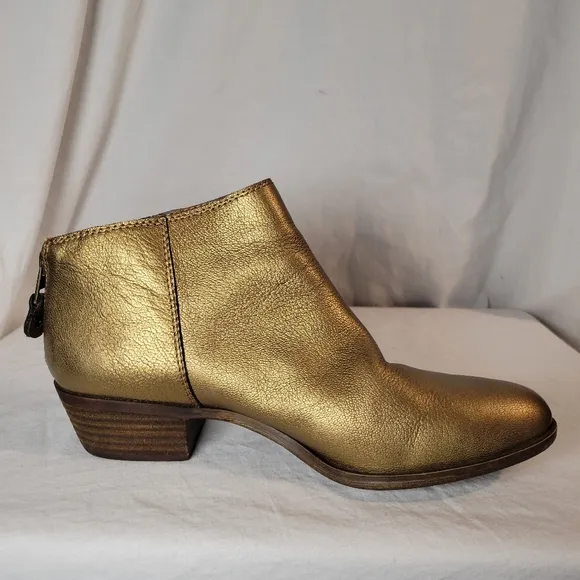 Lucky Brand Women's Belvva bronze Leather Ankle Boots Booties Size 8.5