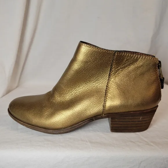 Lucky Brand Women's Belvva bronze Leather Ankle Boots Booties Size 8.5