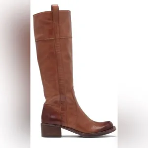 Lucky Brand Women's Knee High Boots Pebble Leather Riding Hibiscus Camel 8.5
