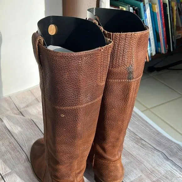Lucky Brand Women's Knee High Boots Pebble Leather Riding Hibiscus Camel 8.5
