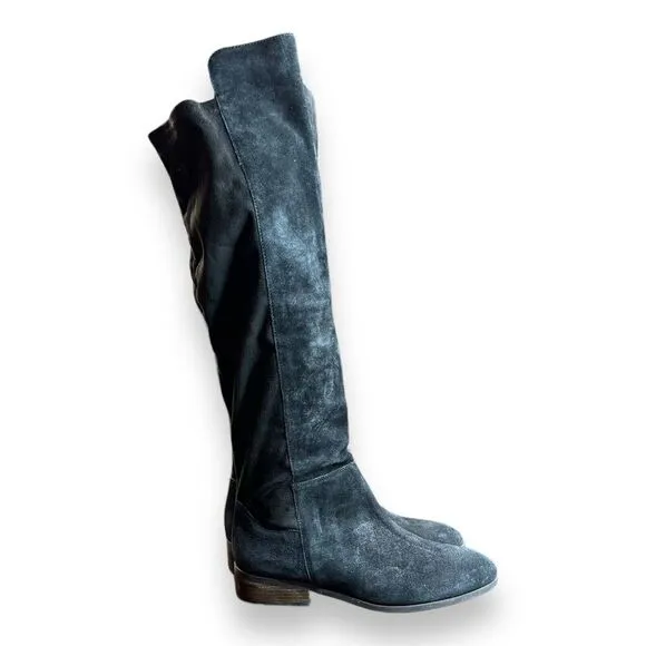 Lucky Brand Women's Size 9.5M Black Calypso Leather/Suede Over-The-Knee Boots