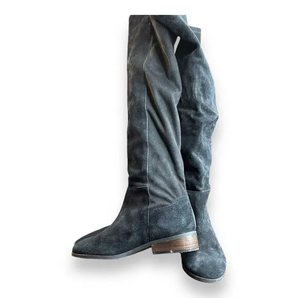 Lucky Brand Women's Size 9.5M Black Calypso Leather/Suede Over-The-Knee Boots