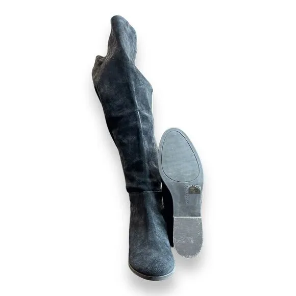 Lucky Brand Women's Size 9.5M Black Calypso Leather/Suede Over-The-Knee Boots