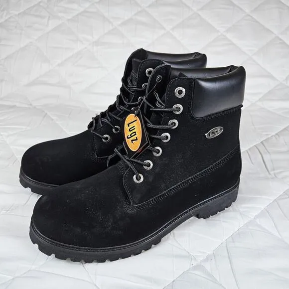 Lugz Convoy 6 Inch Lace Up Black Suede Casual Boots MCNWD-001 Mens 9.5 Size 43