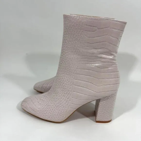 Lulus Women’s Size 11 Pale Pink Crocodile Embossed Faux Leather Boots New