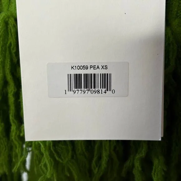 Mac Duggal Womens Off the Shoulder Fringe Long Sleeve Green Knit Dress Size XS